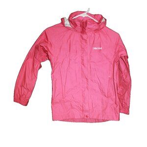 Marmot Jacket Girls Windbreaker Full Zip Hooded Outdoors Hiking Size M 8-10 Pink